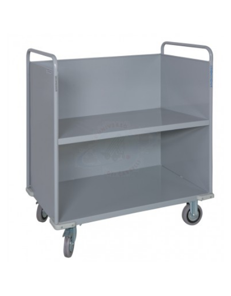 Carrello porta faldoni/fascicoli a 2 piani -  4 ruote gomma Ø cm 12,5 (2 girevoli con freno - 2 fisse) - cm 51x95x105h