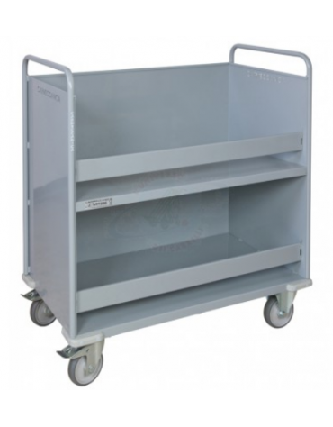 Carrello porta faldoni/fascicoli a 2 piani -  4 ruote gomma Ø cm 12,5 (2 girevoli con freno - 2 fisse) - cm 51x95x105h