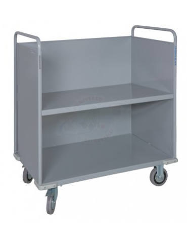 Carrello porta faldoni/fascicoli a 2 piani - 4 ruote gomma Ø cm 12,5 (2 girevoli con freno - 2 fisse) - cm 42x85x105h