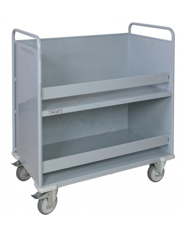 Carrello porta faldoni/fascicoli a 2 piani - 4 ruote gomma Ø cm 12,5 (2 girevoli con freno - 2 fisse) - cm 42x85x105h