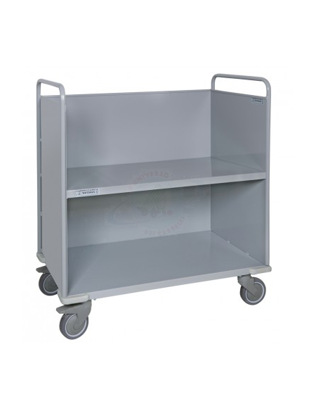 Carrello porta faldoni/fascicoli a 2 piani - 4 ruote gomma alta silenziosità Ø cm 12,5 - cm 42x85x105h