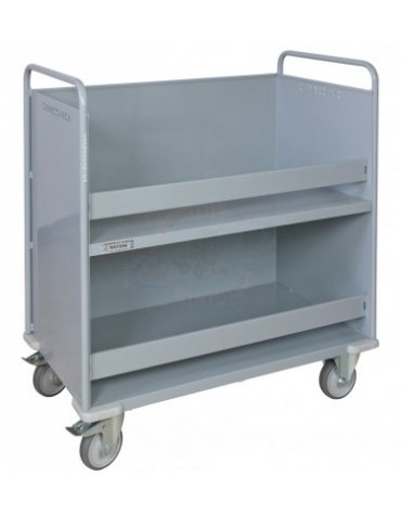 Carrello porta faldoni/fascicoli a 2 piani - 4 ruote gomma alta silenziosità Ø cm 12,5 - cm 42x85x105h