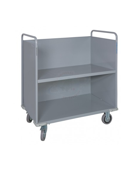 Carrello porta faldoni/fascicoli a 2 piani - piano intermedio inclinato -  4 ruote gomma - Ø cm 12,5 - cm 52x85x105h
