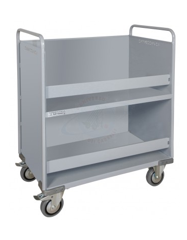 Carrello porta faldoni/fascicoli a 2 piani di cui 1 inclinato - 4 ruote gomma ad alta silenziosità Ø cm 12,5 - cm 52x85x105h