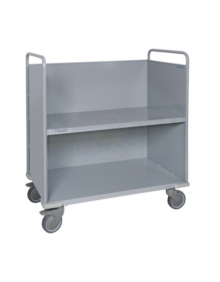 Carrello porta faldoni/fascicoli a 2 piani - 4 ruote gomma alta silenziosità Ø cm 12,5  - cm 51x95x105h