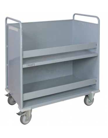 Carrello porta faldoni/fascicoli a 2 piani - 4 ruote gomma alta silenziosità Ø cm 12,5  - cm 51x95x105h