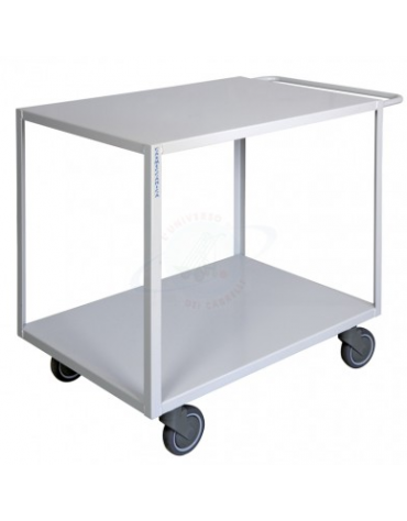 Carrello ufficio a 2 piani - 4 ruote girevoli alta silenziosità gomma  - 2 con freno Ø 12,5  - cm 50x80x85h