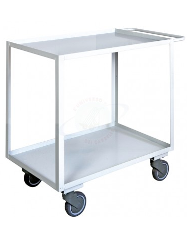 Carrello ufficio a 2 piani con bordo - 4 ruote girevoli alta silenziosità gomma Ø cm 12,5 - cm 50x80x85h