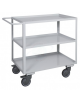 Carrello ufficio a 3 piani a vasca, lamiera 20/10 - 4 ruote girevoli gomma ad alta silenziosità Ø cm 12,5 - cm 60x105x85h