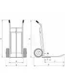 Carrello portasacchi - doppia pedana - 2 Ruote Pneumatiche nylon Ø cm 26 - cm 58x107