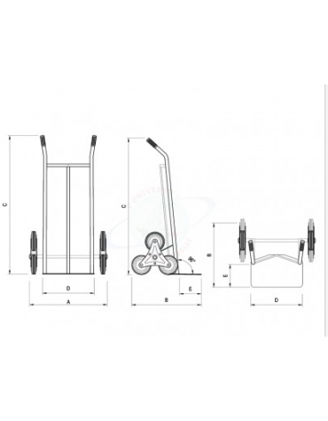 Carrello Saliscale - 6 ruote a stella Ø cm 15 - cm 58x107