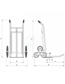 Carrello Saliscala "doppia pedana" 6 ruote a stella Ø cm 15 - cm 58x107