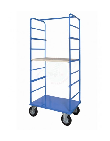 Carrello a ripiani - 4 ruote gomma piena (2 fisse 2 girevoli) Ø cm 20 - cm 60x90x180h