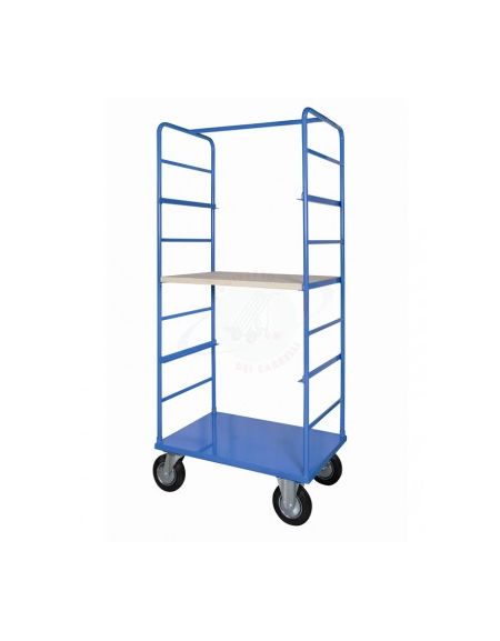 Carrello a ripiani - 4 ruote gomma piena (2 fisse 2 girevoli) Ø cm 20 - cm 60x90x180h Carrello a ripiani - 4 ruote gomma piena (2 fisse 2 girevoli) Ø cm 20 - cm 60x90x180h