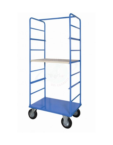 Carrello maxi a ripiani - 4 ruote (2 fisse 2 girevoli) gomma piena Ø cm 20 - cm 80x120x180h