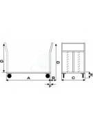 Carrello con pianale office medio - 4 ruote girevoli in gomma Ø cm 12,5 - cm 50x80