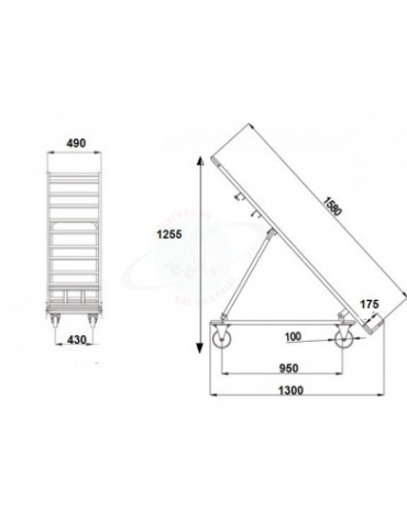 Espositore ortofrutta grande verniciato - 4 ruote (2 fisse - 2 girevoli con freno) nylon bianco Ø cm 10 - cm 158x51x137h