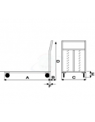 Carrello con pianale in lamiera con manico pieghevole - 4 ruote girevoli in gomma piena, 2 con freno Ø - cm 12,5 - cm 50x80x90h