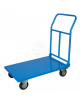 Carrello con pianale lamiera 20/10 e manico pieghevole - 4 ruote (2 fisse-2 girevoli) gomma piena, 2 con freno - piano cm 60x90