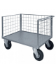 Carrello con pianale a 3 sponde in rete verniciata - 4 ruote (2 fisse-2 girevoli) pneumatiche - dim. utili cm 77,5x115x60,5h