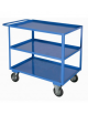Carrello portatutto a 3 vasche, lamiera 20/10 - 4 ruote ( 2 fisse - 2 girevoli con freno ) gomma piena Ø cm 14 - piano cm 60x90