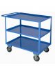 Carrello portatutto a 3 vasche, lamiera 20/10 , 4 ruote girevoli gomma piena Ø cm 14 - piano cm 60x90