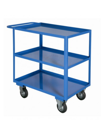 Carrello portatutto a 3 vasche, lamiera 15/10 alta portata, 4 ruote girevoli gomma piena Ø cm 12,5 - cm 50x80x88h