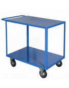 Carrello portatutto a 2 ripiani, lamiera 20/10 - 4 ruote girevoli (2 con freno) gomma piena Ø cm 14 - piano cm 60x90