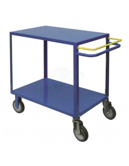 Carrello portatutto 2 piani con freno normalmente attivo 4 ruote (2 fisse - 2 girevoli) gomma piena Ø - cm 15 - cm 90x86x85h