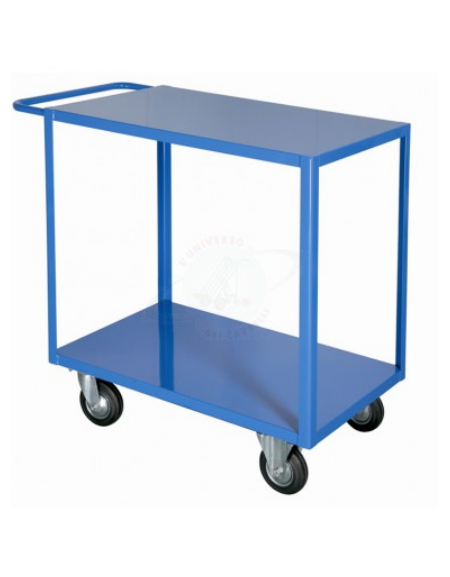 Carrello portatutto a 2 piani, lamiera 15/10, 4 ruote girevoli, 2 con freno gomma piena Ø cm 12,5 - cm 50x80x85h