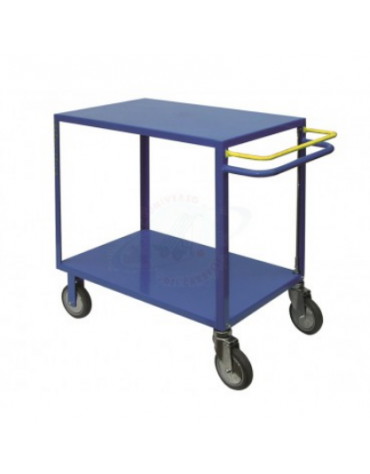 Carrello portatutto con freno normalmente attivo 4 ruote (2 fisse - 2 girevoli) gomma piena Ø cm 15 - piano cm 50x95x88h