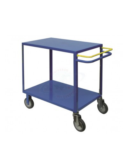 Carrello portatutto con freno normalmente attivo 4 ruote (2 fisse - 2 girevoli) gomma piena Ø cm 15 - piano cm 50x95x88h