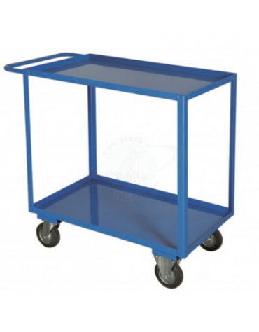 Carrello portatutto a 2 vasche, lamiera 15/10, 4 ruote ( 2 fisse - 2 girevoli) gomma piena Ø cm 12,5 - cm 50x80x83h