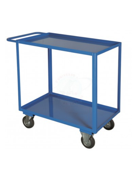 Carrello portatutto a 2 vasche, lamiera 15/10, 4 ruote ( 2 fisse - 2 girevoli) gomma piena Ø cm 12,5 - cm 50x80x83h