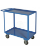 Carrello portatutto a 2 vasche, lamiera 15/10 4 ruote (2 fisse - 2 girevoli) gomma piena, 2 con freno Ø cm 12,5 - piano cm 50x80