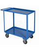 Carrello portatutto a 2 vasche, lamiera 20/10 - 4 ruote Ø cm 14 ( 2 fisse - 2 girevoli con freno) gomma piena - piano cm 60x90