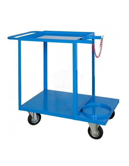 Carrello saldatrice con doppio porta bombola posteriore 4 ruote Ø cm 14 (2 fisse - 2 girevoli con freno) cm 60x103x83h