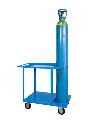 Carrello saldatrice con doppio porta bombola posteriore 4 ruote Ø cm 14 (2 fisse - 2 girevoli con freno) cm 60x103x83h