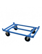 Carrello Porta Pallet Basso 4 ruote in gomma elastica blu d. 200x50 (2 fisse + 2 girevoli) cm 125x85x32h