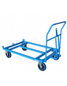 Carrello rimorchio porta europallet basso 4 ruote in gomma elastica blu Ø cm 20x5 (2 fisse + 2 girevoli) cm 140x85x32h