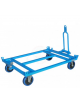 Carrello rimorchio porta europallet basso 4 ruote in gomma elastica blu Ø cm 20x5 (2 fisse + 2 girevoli) - cm 140x85x32h