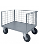 Carrello con pianale a 3 sponde in rete verniciata - 4 ruote antiforatura (2 fisse-2 girevoli) - dim. utili cm 77,5x115x60,5h