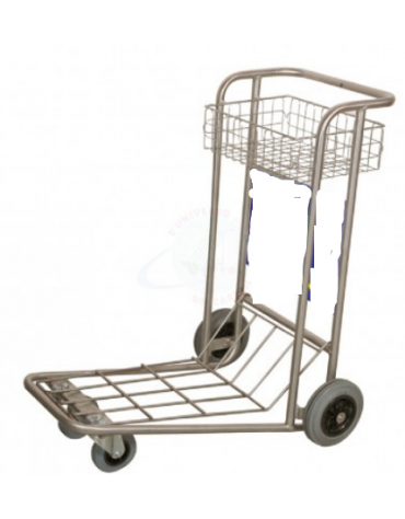 Carrello portabagagli compenetrabile zincato e verniciato - cesto In rete -  cm 62x95x100h