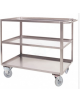 Carrello portatutto a 3 vasche, lamiera 12/10, Struttura Inox AISI 304 , 4 ruote (2 girevoli con freno) Ø cm 14 -piano cm 60x90