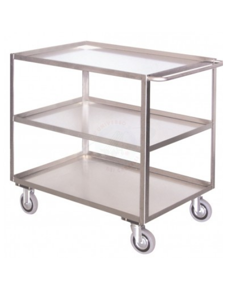 Carrello portatutto 3 vasche, lamiera 15/10, struttura in acciaio inox AISI304Portata Kg 250, 4 ruote (2 girevoli con freno) Ø c