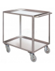 Maxi carrello a 2 vasche 12/10, struttura acciao inox AISI 304 - 4 ruote girevoli Ø mm 125 - piano cm 60x90 - Portata Kg 300