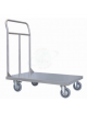 Carrello a pianale in lamiera 20/10 in acciaio inox AISI 304, 4 ruote girevoli in gomma piena Ø cm 12,5 - cm 60x90