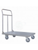 Carrello a pianale in lamiera 12/10 acciaio inox AISI 304, 4 ruote (2 fisse-2 girevoli con freno) Ø cm 12,5 - cm 60x90