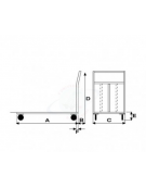 Carrello a pianale in lamiera 12/10 acciaio inox AISI 304, 4 ruote (2 fisse-2 girevoli con freno) Ø cm 12,5 - cm 60x90