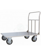 Carrello a pianale in lamiera 12/10 , 4 ruote (2 fisse-2 girevoli con freno) Ø cm 20 - cm 80x120